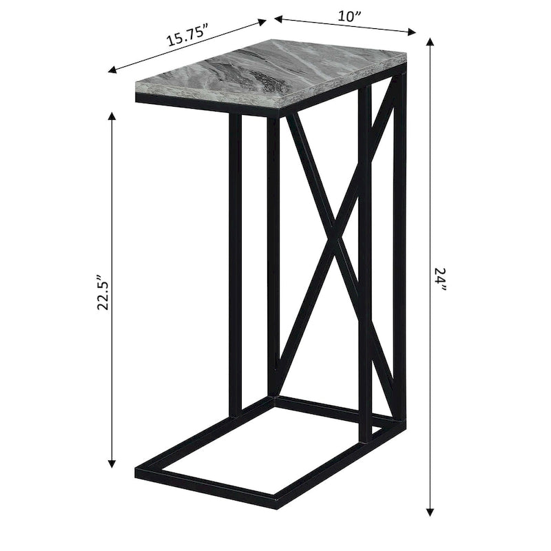 Table d'appoint en C avec étagère inférieure ouverte, table polyvalente à côté de la chaise ou du canapé