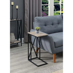 Table d'appoint en C avec étagère inférieure ouverte, table polyvalente à côté de la chaise ou du canapé