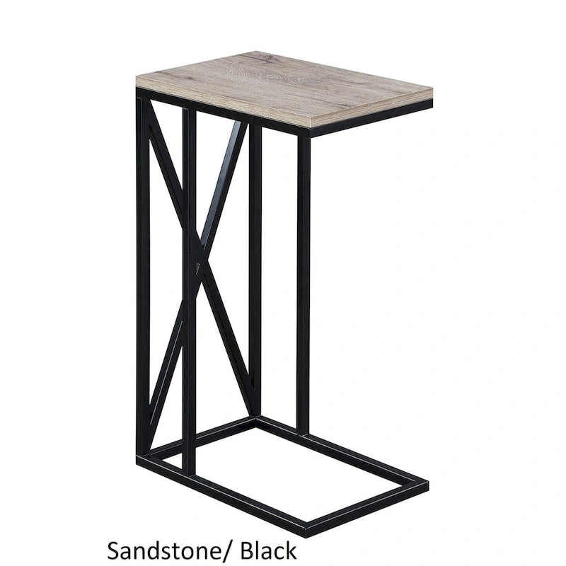 Table d'appoint en C avec étagère inférieure ouverte, table polyvalente à côté de la chaise ou du canapé