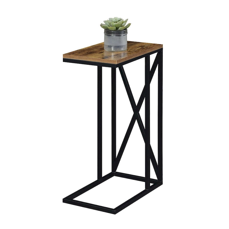 Table d'appoint en C avec étagère inférieure ouverte, table polyvalente à côté de la chaise ou du canapé