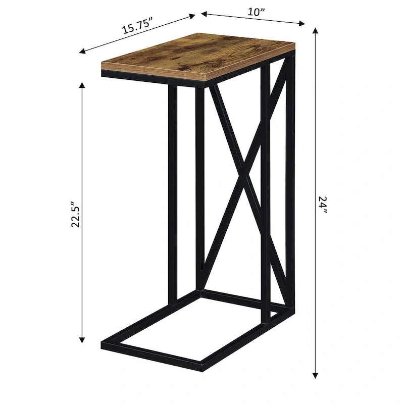 Table d'appoint en C avec étagère inférieure ouverte, table polyvalente à côté de la chaise ou du canapé