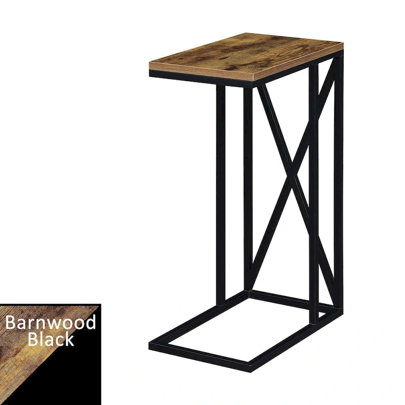 Table d'appoint en C avec étagère inférieure ouverte, table polyvalente à côté de la chaise ou du canapé