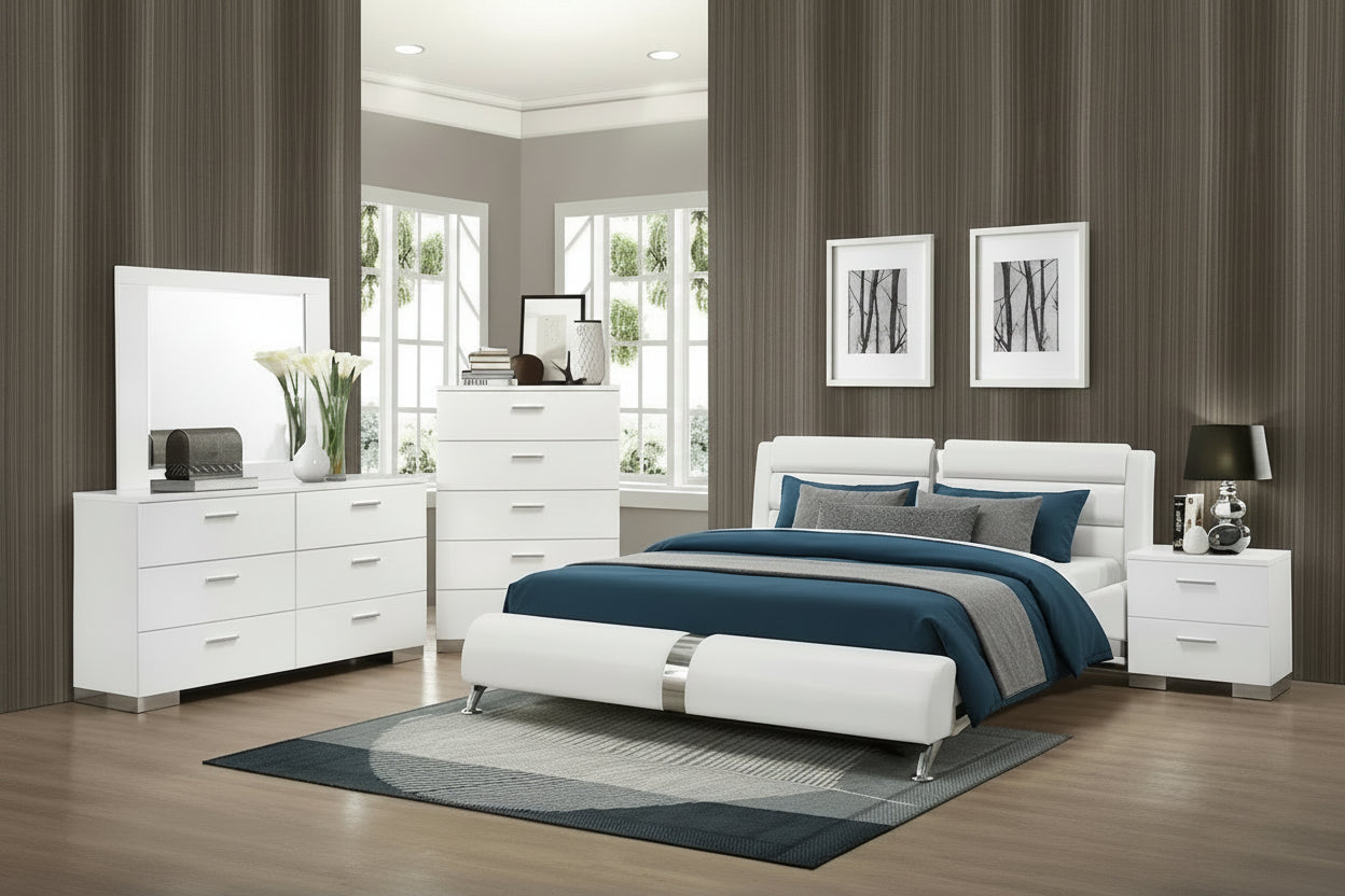 Escalon Contemporary Glossy White 4-piece Bedroom Set