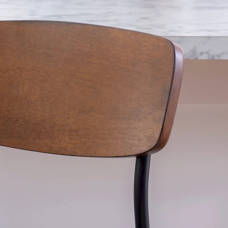 Tabouret de comptoir industriel de style fermier de 25 pouces, siège en similicuir blanc, cadre en acier