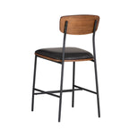 Tabouret de comptoir industriel de style fermier de 25 pouces, siège en similicuir blanc, cadre en acier