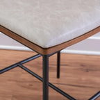 Tabouret de comptoir industriel de style fermier de 25 pouces, siège en similicuir blanc, cadre en acier