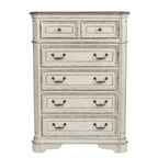 Commode 5 tiroirs – Style traditionnel européen, blanc antique ou bisque vieillie, intérieur en cèdre
