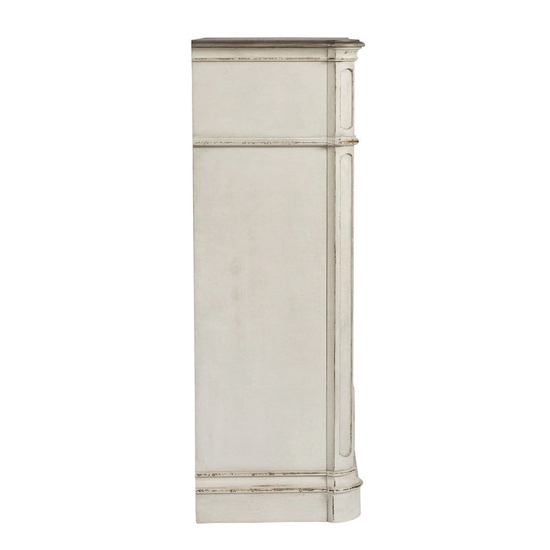 Commode 5 tiroirs – Style traditionnel européen, blanc antique ou bisque vieillie, intérieur en cèdre