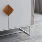 Buffet en bois massif 2 portes avec poignées carrées, cadre en MDF et fer, capacité de 36 kg