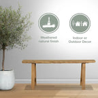 Banc Noodle en bois naturel fait main de 43 po, intérieur/extérieur, sièges d'entrée et de patio