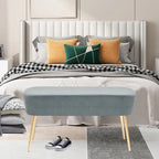 Banc repose-pieds en velours avec pieds en métal doré, capacité de 181 kg, entrée et chambre à coucher