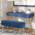 Banc repose-pieds en velours avec pieds en métal doré, capacité de 181 kg, entrée et chambre à coucher