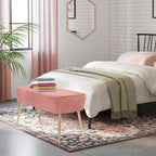 Banc repose-pieds en velours avec pieds en métal doré, capacité de 181 kg, entrée et chambre à coucher