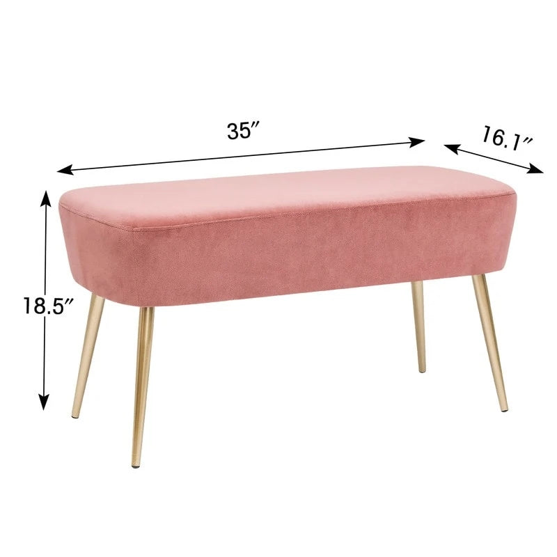 Banc repose-pieds en velours avec pieds en métal doré, capacité de 181 kg, entrée et chambre à coucher