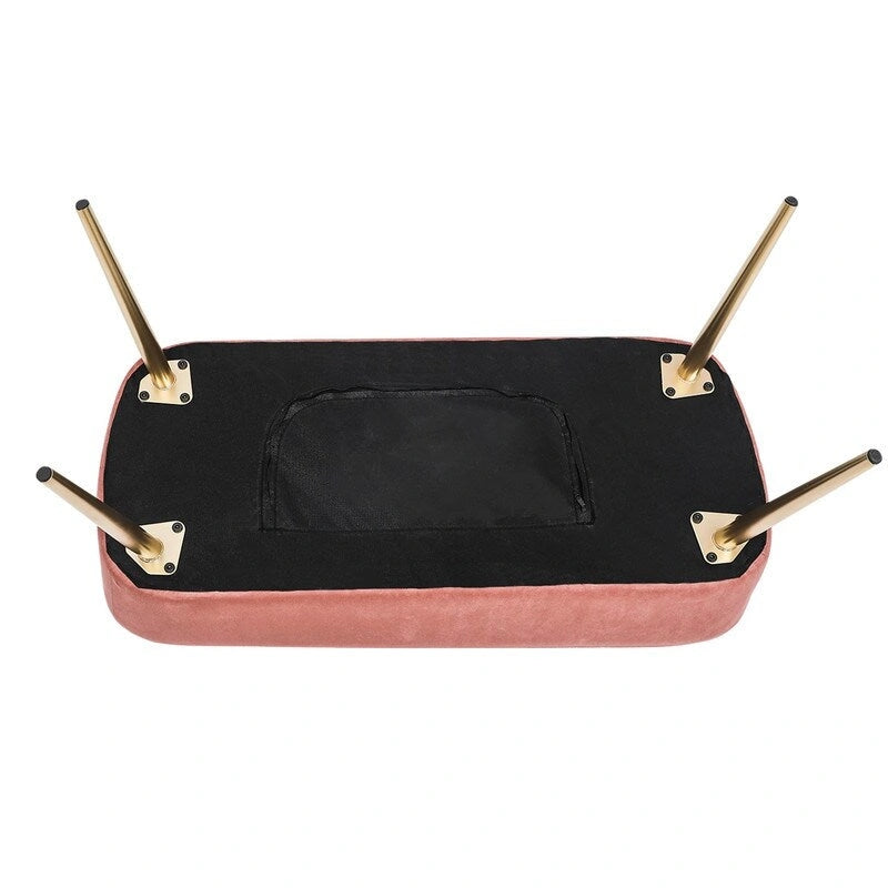 Banc repose-pieds en velours avec pieds en métal doré, capacité de 181 kg, entrée et chambre à coucher