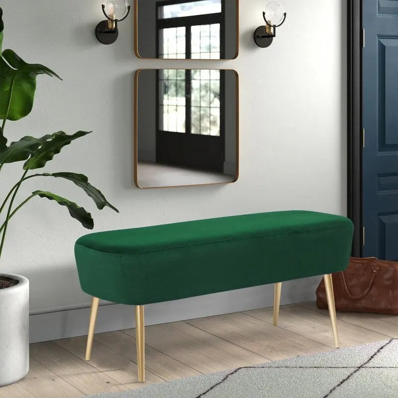 Banc repose-pieds en velours avec pieds en métal doré, capacité de 181 kg, entrée et chambre à coucher