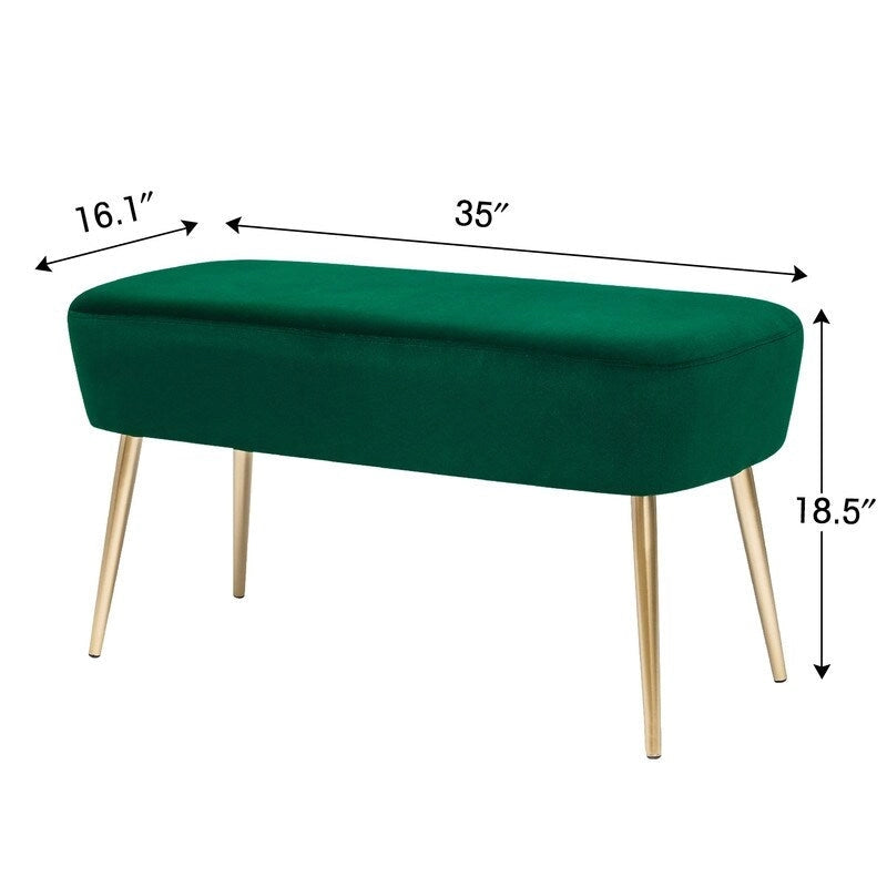 Banc repose-pieds en velours avec pieds en métal doré, capacité de 181 kg, entrée et chambre à coucher