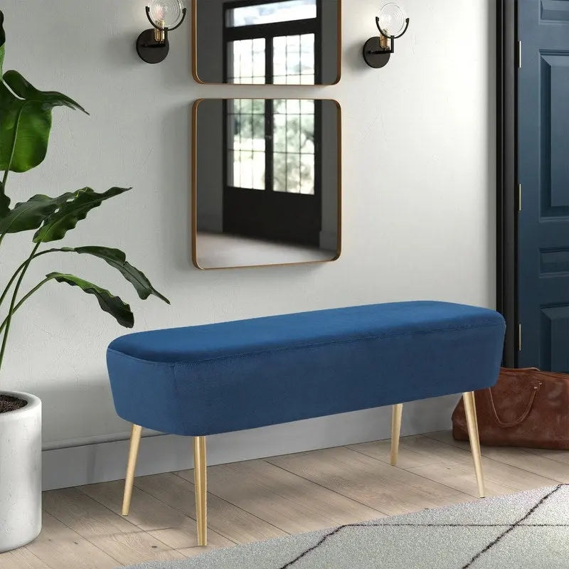 Banc repose-pieds en velours avec pieds en métal doré, capacité de 181 kg, entrée et chambre à coucher