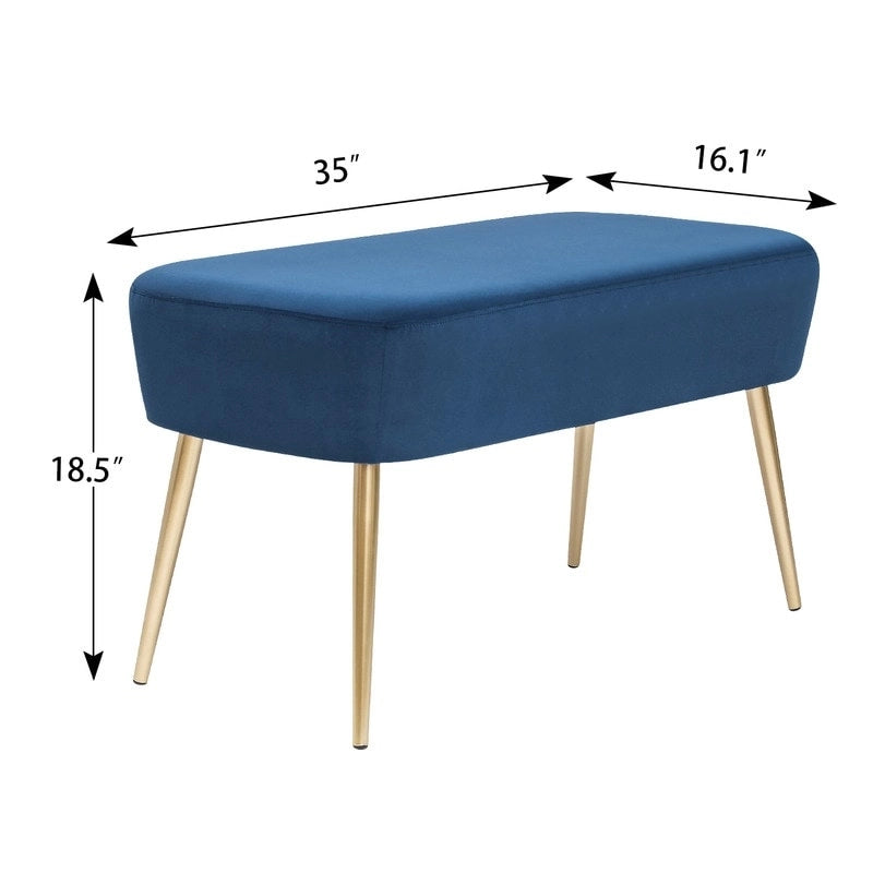 Banc repose-pieds en velours avec pieds en métal doré, capacité de 181 kg, entrée et chambre à coucher