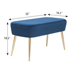 Banc repose-pieds en velours avec pieds en métal doré, capacité de 181 kg, entrée et chambre à coucher