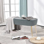 Banc repose-pieds en velours avec pieds en métal doré, capacité de 181 kg, entrée et chambre à coucher