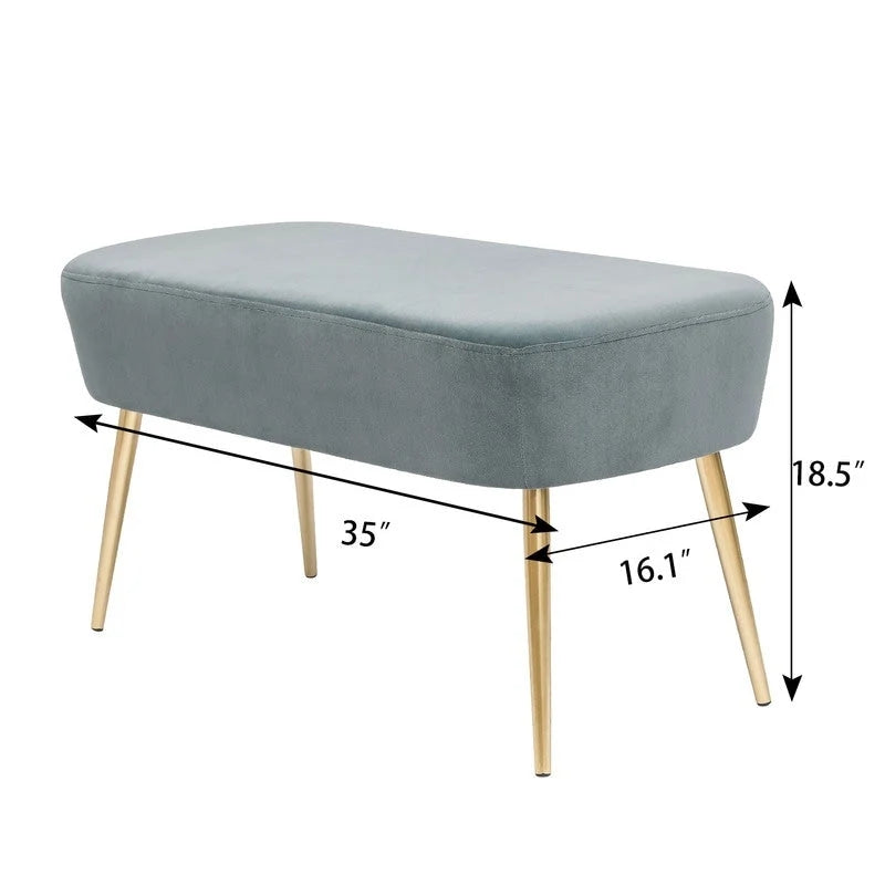 Banc repose-pieds en velours avec pieds en métal doré, capacité de 181 kg, entrée et chambre à coucher