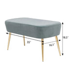 Banc repose-pieds en velours avec pieds en métal doré, capacité de 181 kg, entrée et chambre à coucher