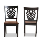 Ensemble de 2 chaises de salle à manger transitionnelles modernes et contemporaines, structure en bois brun foncé