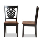Ensemble de 2 chaises de salle à manger transitionnelles modernes et contemporaines, structure en bois brun foncé
