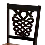 Ensemble de 2 chaises de salle à manger transitionnelles modernes et contemporaines, structure en bois brun foncé