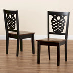 Ensemble de 2 chaises de salle à manger transitionnelles modernes et contemporaines, structure en bois brun foncé