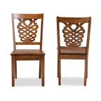 Ensemble de 2 chaises de salle à manger transitionnelles modernes et contemporaines, structure en bois brun foncé