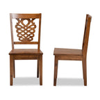 Ensemble de 2 chaises de salle à manger transitionnelles modernes et contemporaines, structure en bois brun foncé