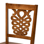 Ensemble de 2 chaises de salle à manger transitionnelles modernes et contemporaines, structure en bois brun foncé