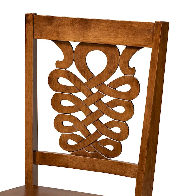 Ensemble de 2 chaises de salle à manger transitionnelles modernes et contemporaines, structure en bois brun foncé
