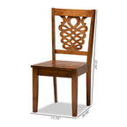 Ensemble de 2 chaises de salle à manger transitionnelles modernes et contemporaines, structure en bois brun foncé
