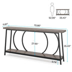 Table console de 70,9 pouces avec rangement, table console de canapé étroite extra longue