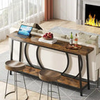 Table console de 70,9 pouces avec rangement, table console de canapé étroite extra longue