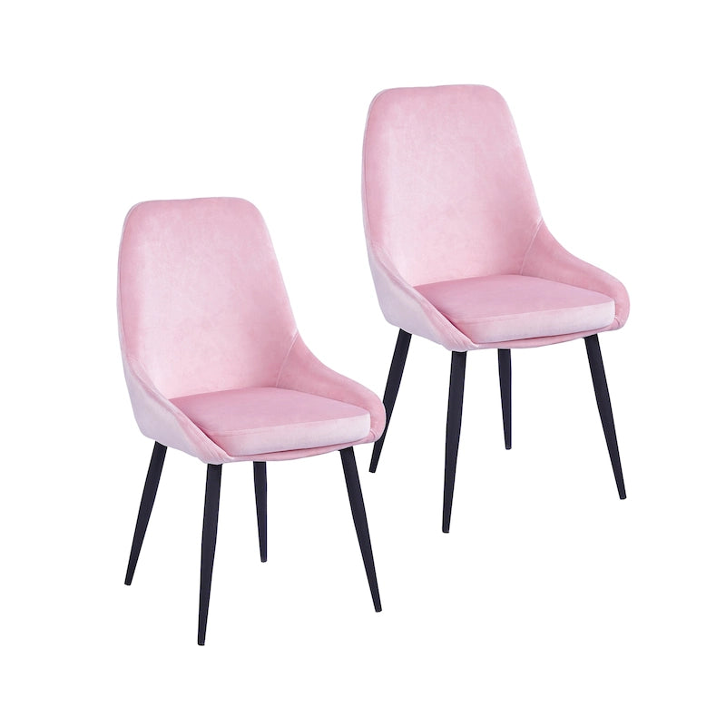 Lot de 2 chaises de salle à manger en velours, pieds en acier, confortables et offrant un bon maintien