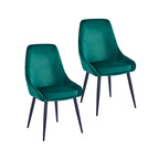 Lot de 2 chaises de salle à manger en velours, pieds en acier, confortables et offrant un bon maintien
