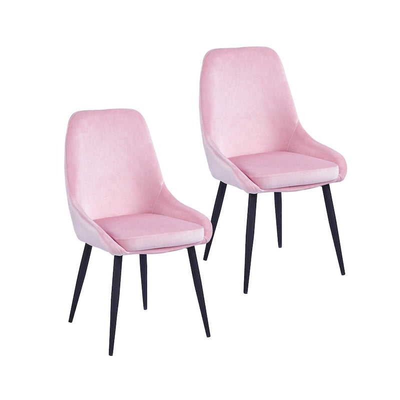 Lot de 2 chaises de salle à manger en velours, pieds en acier, confortables et offrant un bon maintien
