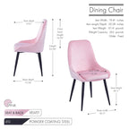 Lot de 2 chaises de salle à manger en velours, pieds en acier, confortables et offrant un bon maintien