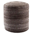 Pouf cylindrique fait main en polyester et laine à rayures, 45x45x55 cm