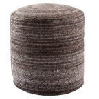 Pouf cylindrique fait main en polyester et laine à rayures, 45x45x55 cm