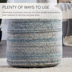 Pouf cylindrique fait main en polyester et laine à rayures, 45x45x55 cm