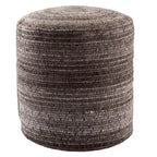 Pouf cylindrique fait main en polyester et laine à rayures, 45x45x55 cm