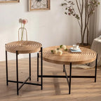 Table basse ronde avec base en métal croisée, plateau en MDF, conception KD Thread, capacité de 100 kg