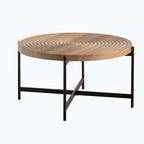 Table basse ronde avec base en métal croisée, plateau en MDF, conception KD Thread, capacité de 100 kg