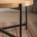 Table basse ronde avec base en métal croisée, plateau en MDF, conception KD Thread, capacité de 100 kg