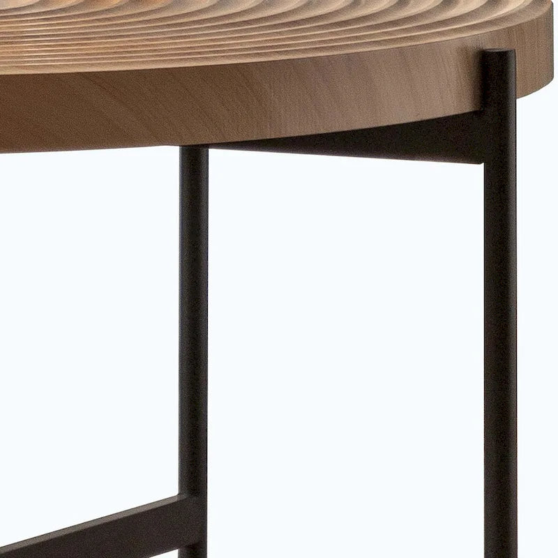 Table basse ronde avec base en métal croisée, plateau en MDF, conception KD Thread, capacité de 100 kg